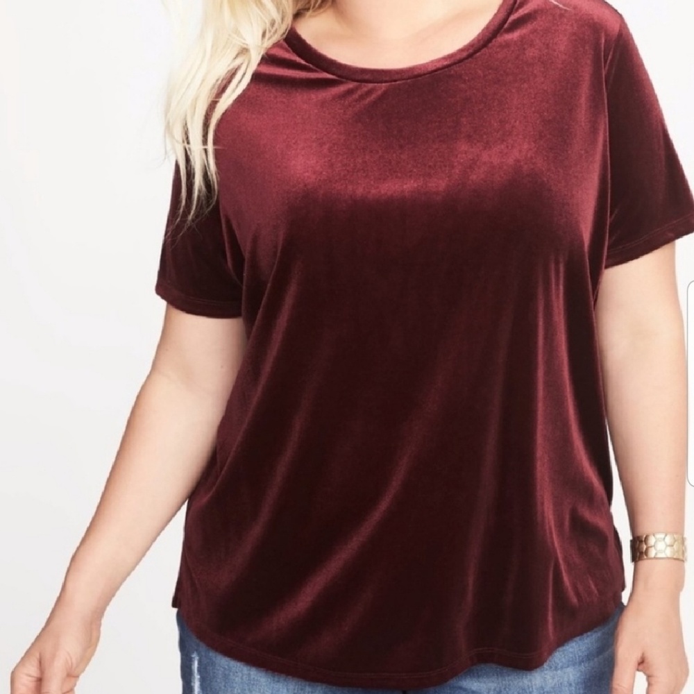 Brugandy Velvet Tee